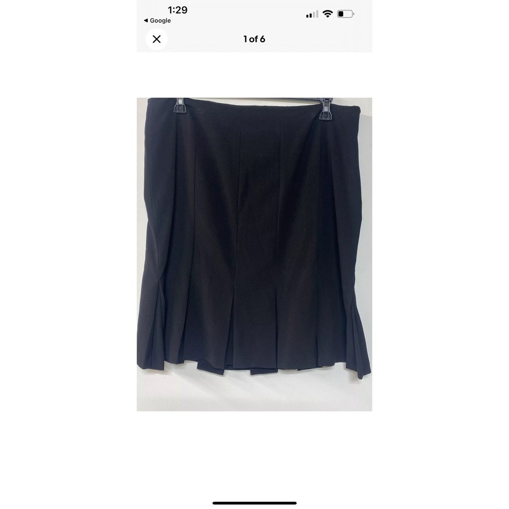 NWT AB Studio Skirt Womens Business Size 16 Black Knee Length‎ Bottom Pleats